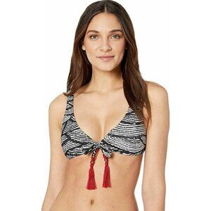 Becca Swim Bodhi Tree Classic Bikini Top with Tassels NWT Size M A7